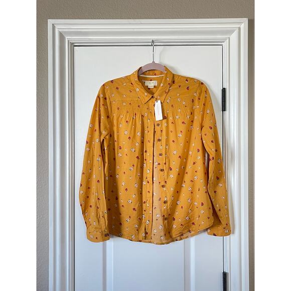 Maeve by Anthropologie Tops - NWT ANTHROPOLOGIE Maeve Women's Mustard Yellow Floral Button Down Size 8